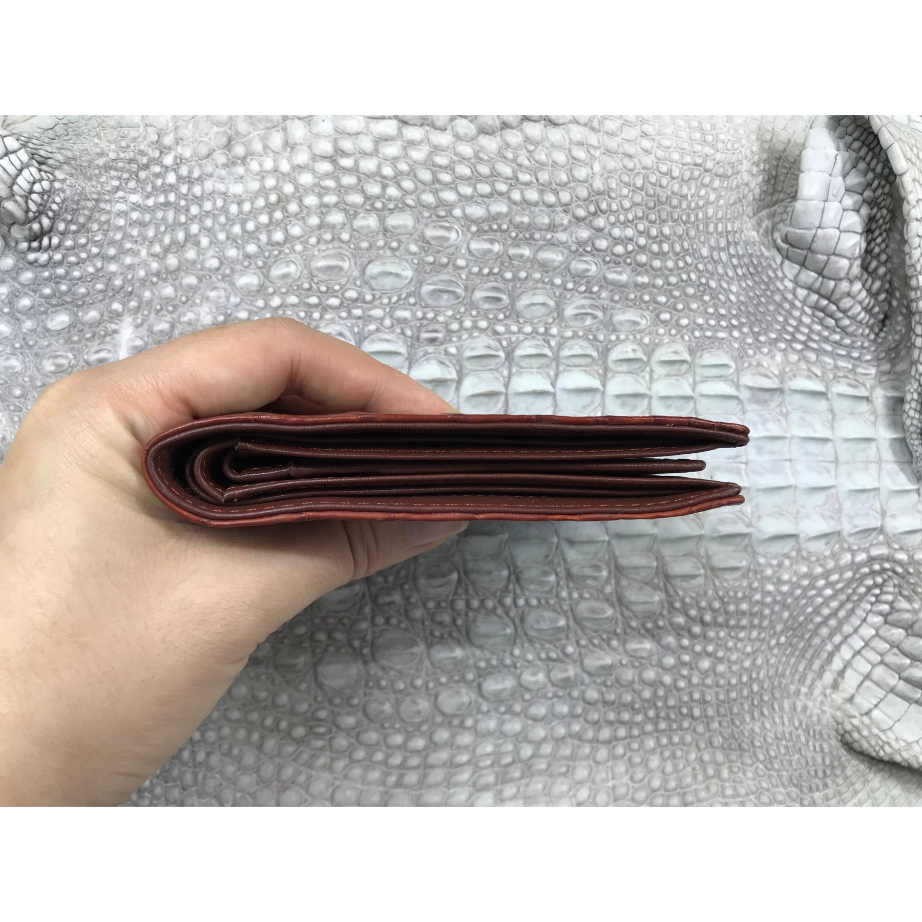 Brown Alligator Skin Bifold Wallet For Men | Handmade Crocodile Leather Wallet RFID Blocking | VL5635 - Vinacreations