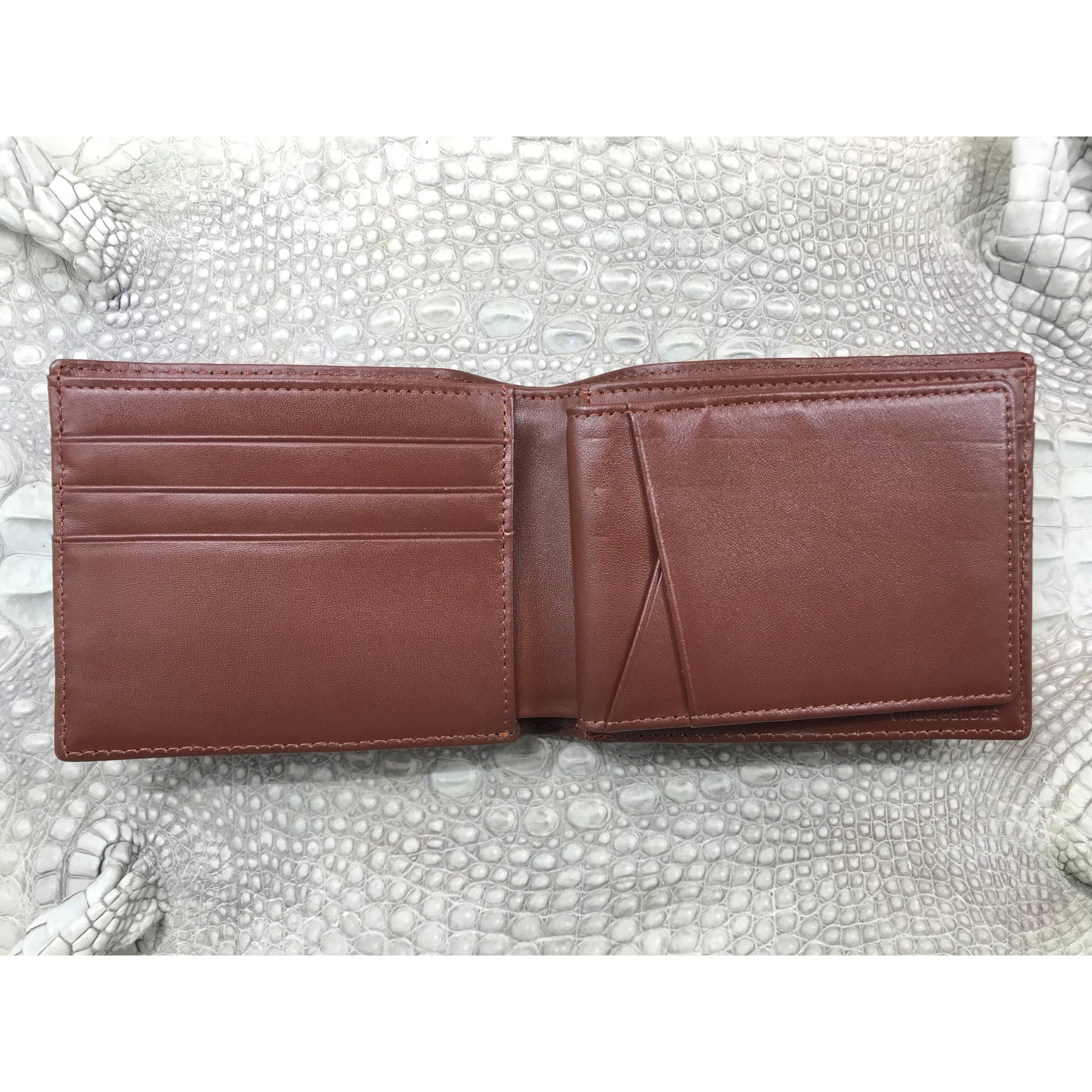 Brown Alligator Skin Bifold Wallet For Men | Handmade Crocodile Leather Wallet RFID Blocking | VL5635 - Vinacreations