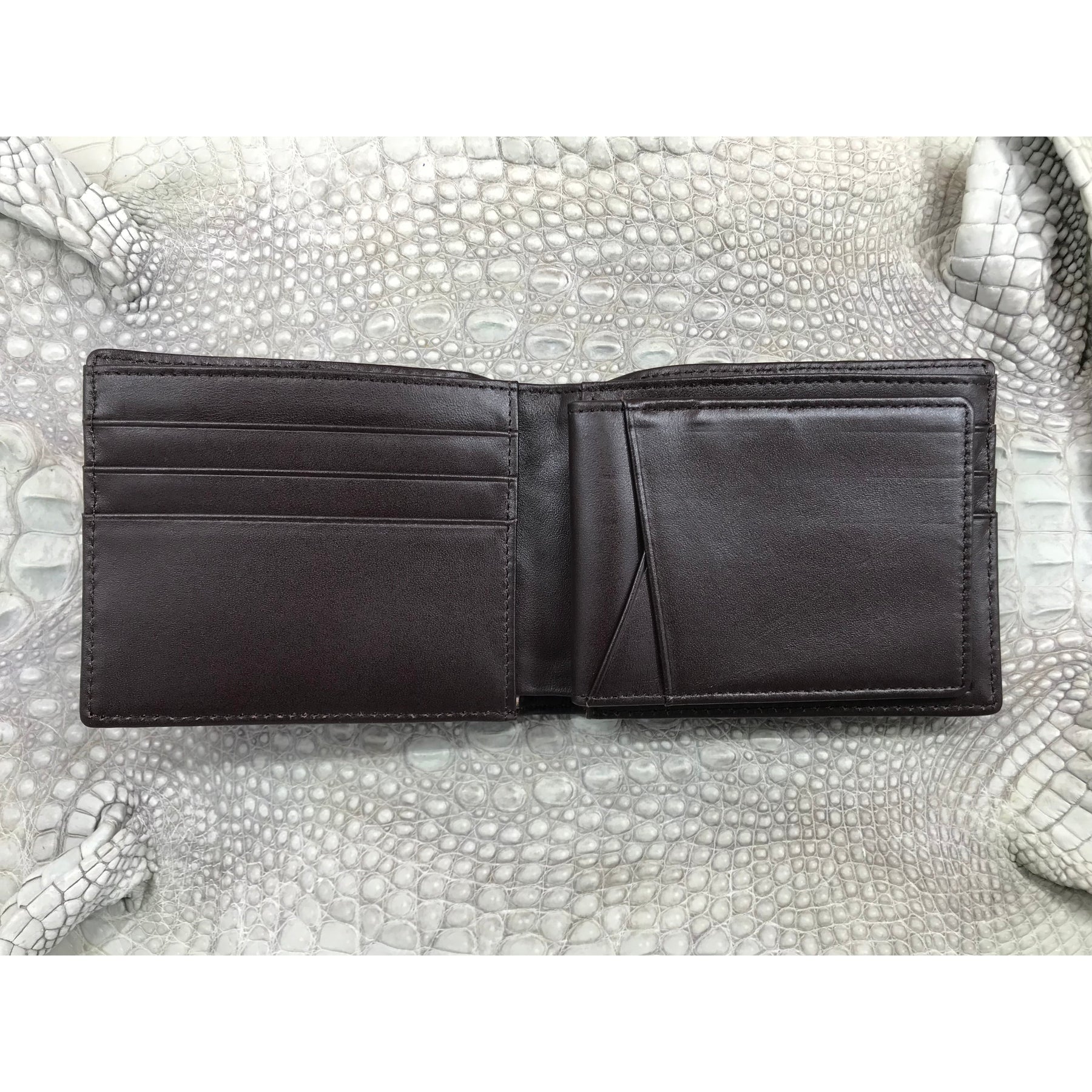Brown Alligator Skin Bifold Wallet For Men | Handmade Crocodile Leather Wallet RFID Blocking | VL5711 - Vinacreations