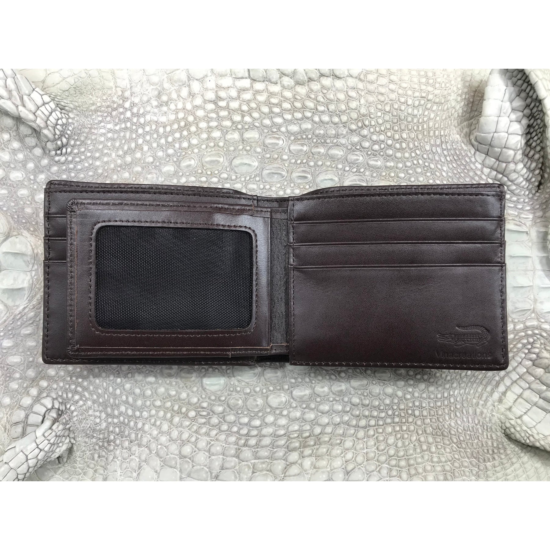 Brown Alligator Skin Bifold Wallet For Men | Handmade Crocodile Leather Wallet RFID Blocking | VL5711 - Vinacreations