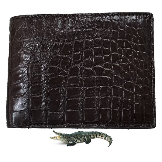 Brown Alligator Skin Bifold Wallet For Men | Handmade Crocodile Leather Wallet RFID Blocking | VL5711 - Vinacreations