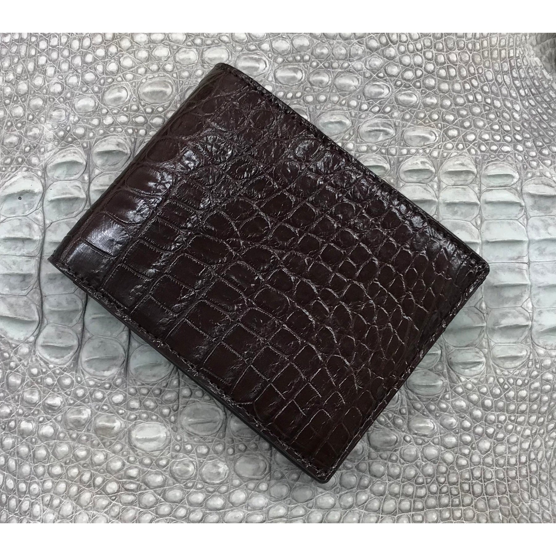 Brown Alligator Skin Bifold Wallet For Men | Handmade Crocodile Leather Wallet RFID Blocking | VL5711 - Vinacreations