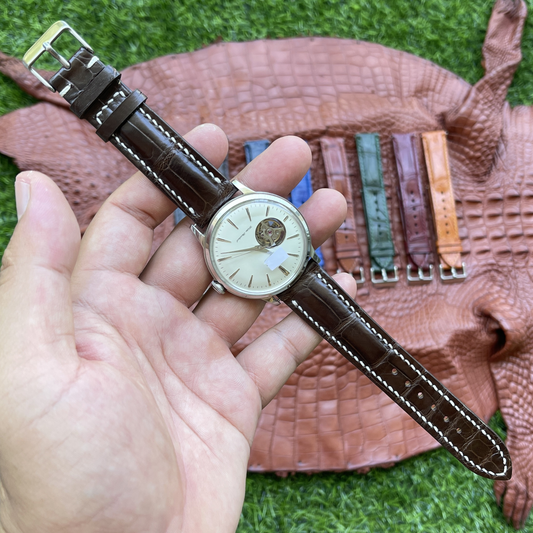 Hand Stitching Dark Brown Alligator Watch Strap DH-155