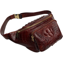 Brown Crocodile Leather Belt Bag, Leather Fanny Pack, Adjustable Crossbody Bag, Men Leather Sling Bags, Minimalist Fanny Belt Bag - Vinacreations