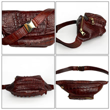 Brown Crocodile Leather Belt Bag, Leather Fanny Pack, Adjustable Crossbody Bag, Men Leather Sling Bags, Minimalist Fanny Belt Bag - Vinacreations