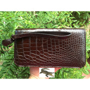 Brown Women's Long Purse Wallet Alligator Leather Clutch Large Capacity Luxury Ladies Crocodile Wristlet Organizer RFID Blocking Wallet VINU-07
