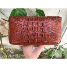 Brown Women's Long Purse Wallet Alligator Leather Clutch Large Capacity Luxury Ladies Crocodile Wristlet Organizer RFID Blocking Wallet VINU-14 - Vinacreations