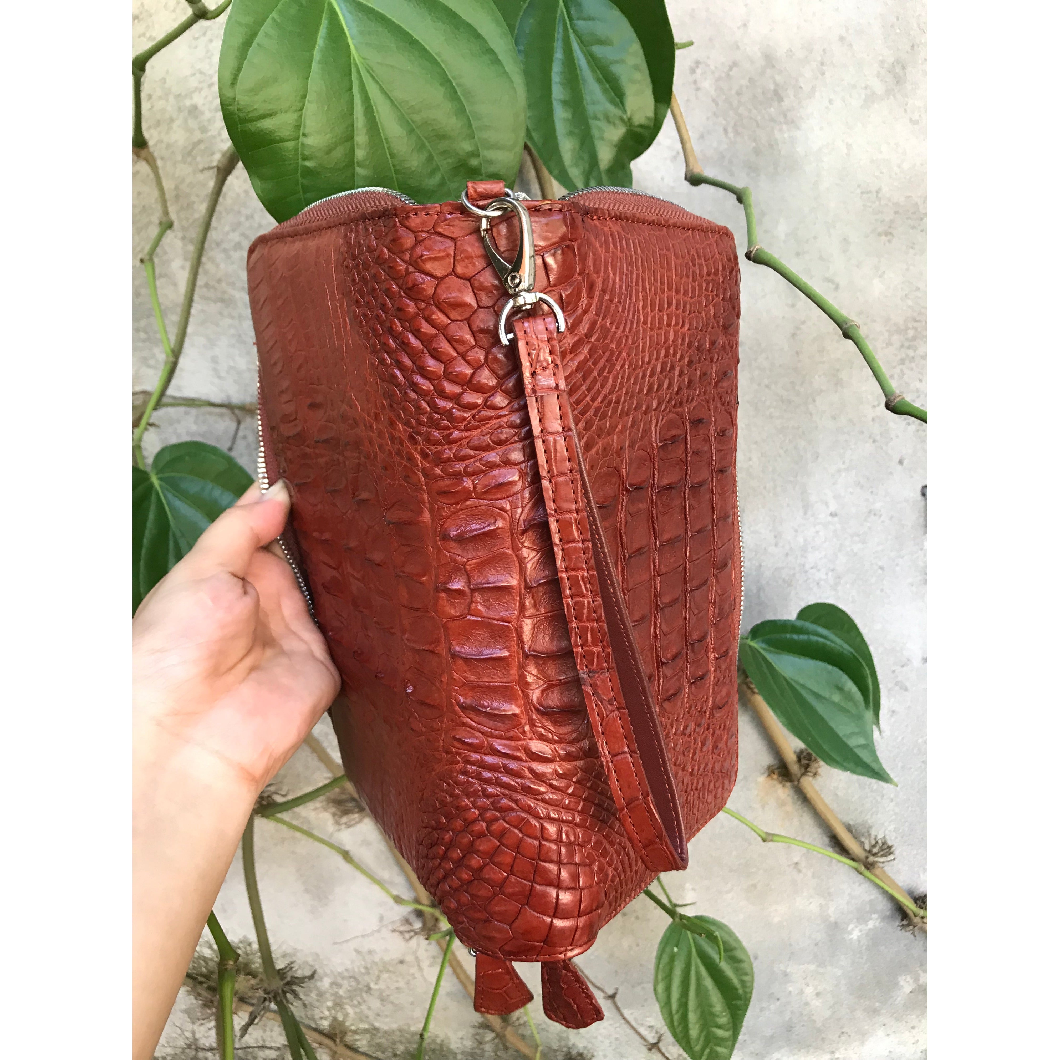 Brown Women's Long Purse Wallet Alligator Leather Clutch Large Capacity Luxury Ladies Crocodile Wristlet Organizer RFID Blocking Wallet VINU-14 - Vinacreations