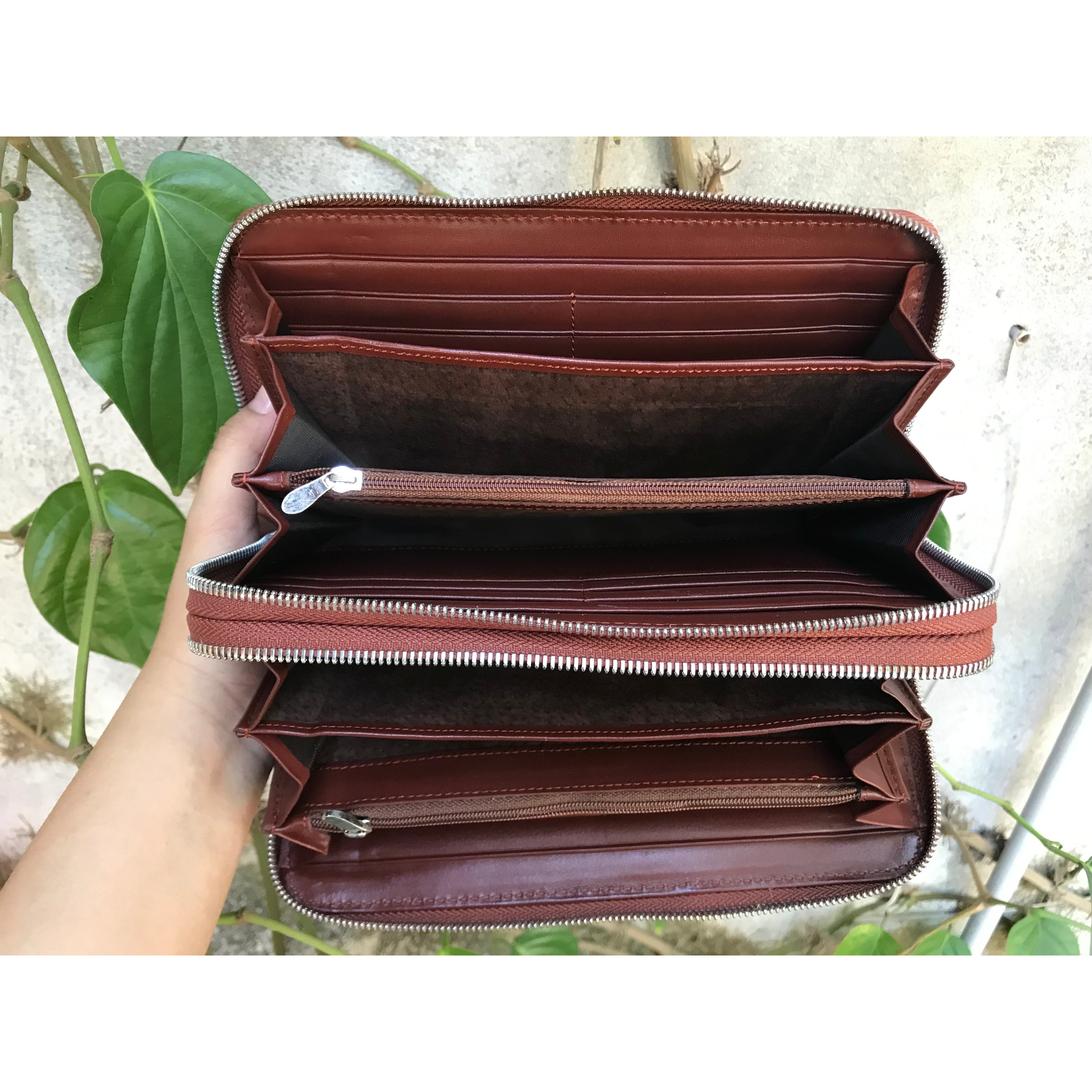 Brown Women's Long Purse Wallet Alligator Leather Clutch Large Capacity Luxury Ladies Crocodile Wristlet Organizer RFID Blocking Wallet VINU-14 - Vinacreations