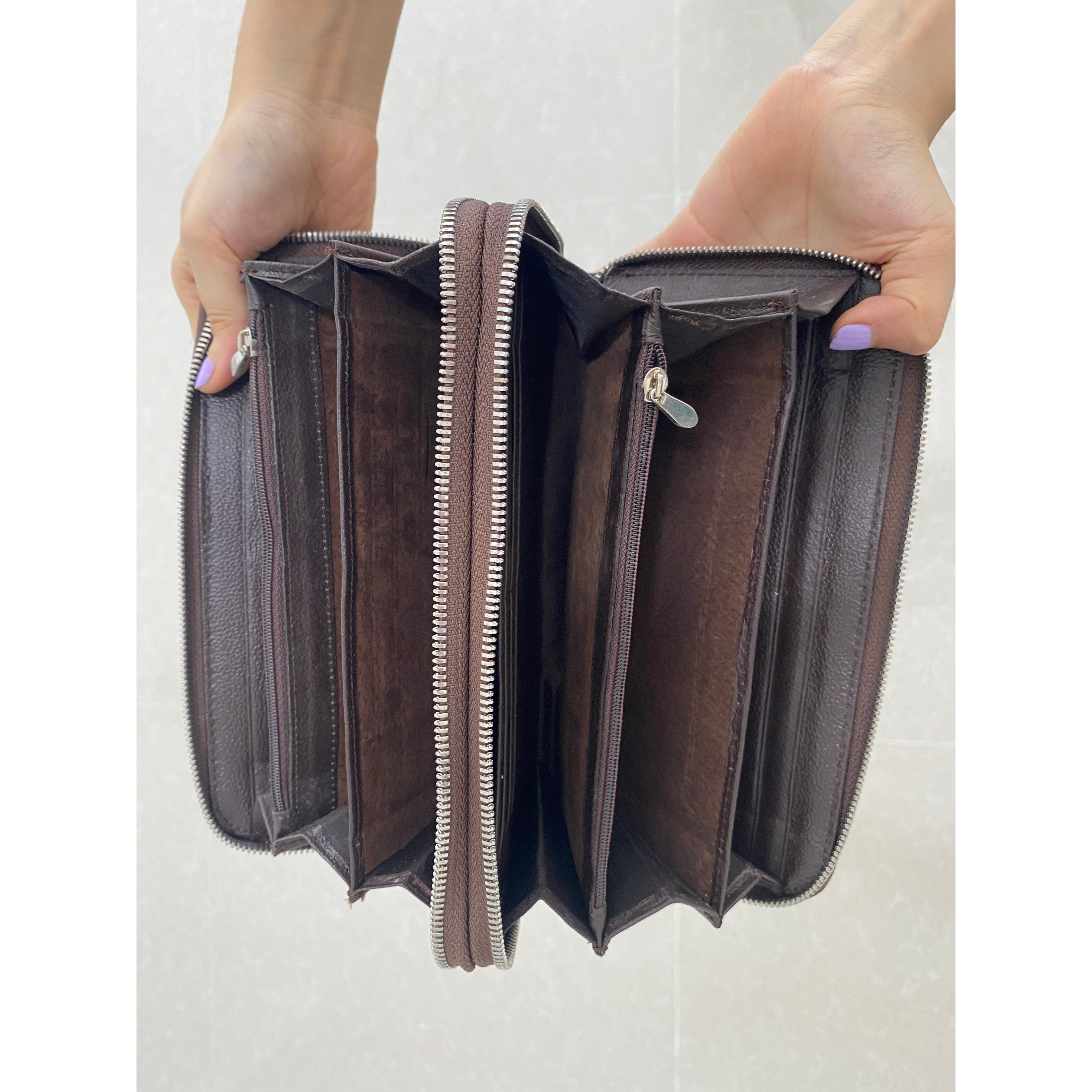 Brown Women's Long Purse Wallet Alligator Leather Clutch Large Capacity Luxury Ladies Crocodile Wristlet Organizer RFID Blocking Wallet VINU-16 - Vinacreations