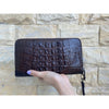 Brown Women's Long Purse Wallet Alligator Leather Clutch Large Capacity Luxury Ladies Crocodile Wristlet Organizer RFID Blocking Wallet VINU-16 - Vinacreations