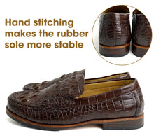Classic Dark Brown Alligator Boat Shoes Men   | Crocodile Men Moccasin Leather Shoes | SH83K42