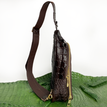 Dark Brown Alligator Crossbody Sling Bag | Handmade Men's Crocodile Shoulder Bag | BACKPACK33