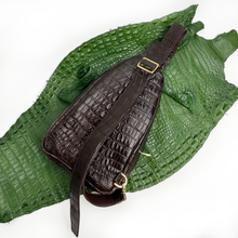 Dark Brown Alligator Crossbody Sling Bag | Handmade Men's Crocodile Shoulder Bag | BACKPACK33