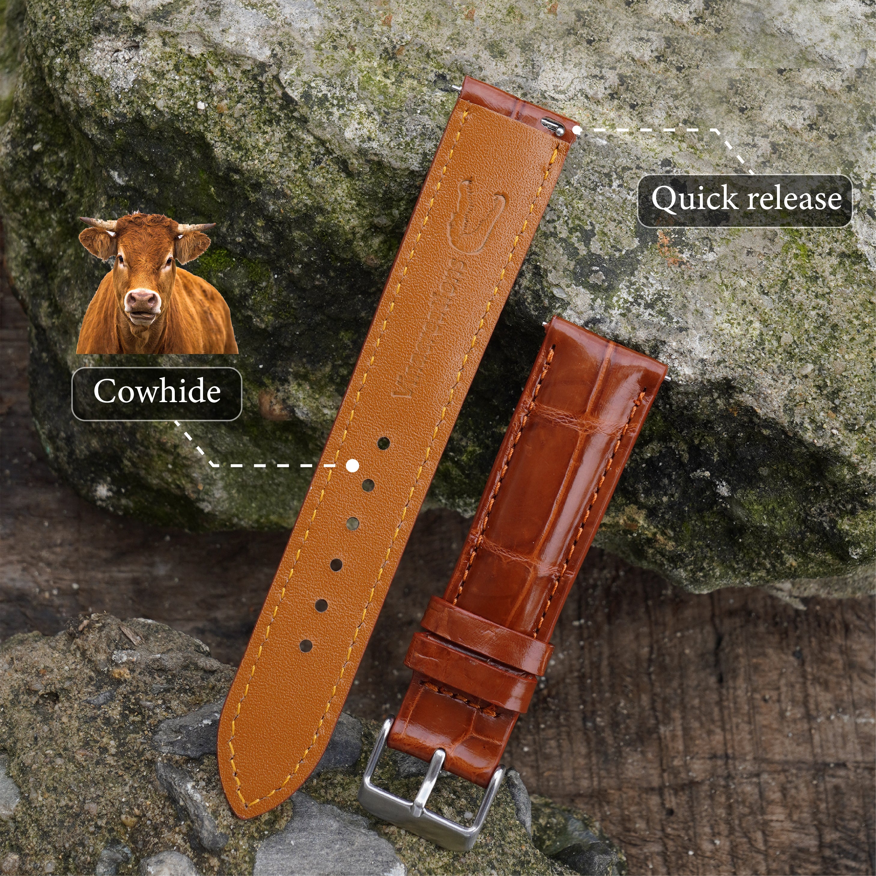 Brown Alligator Leather Watch Strap