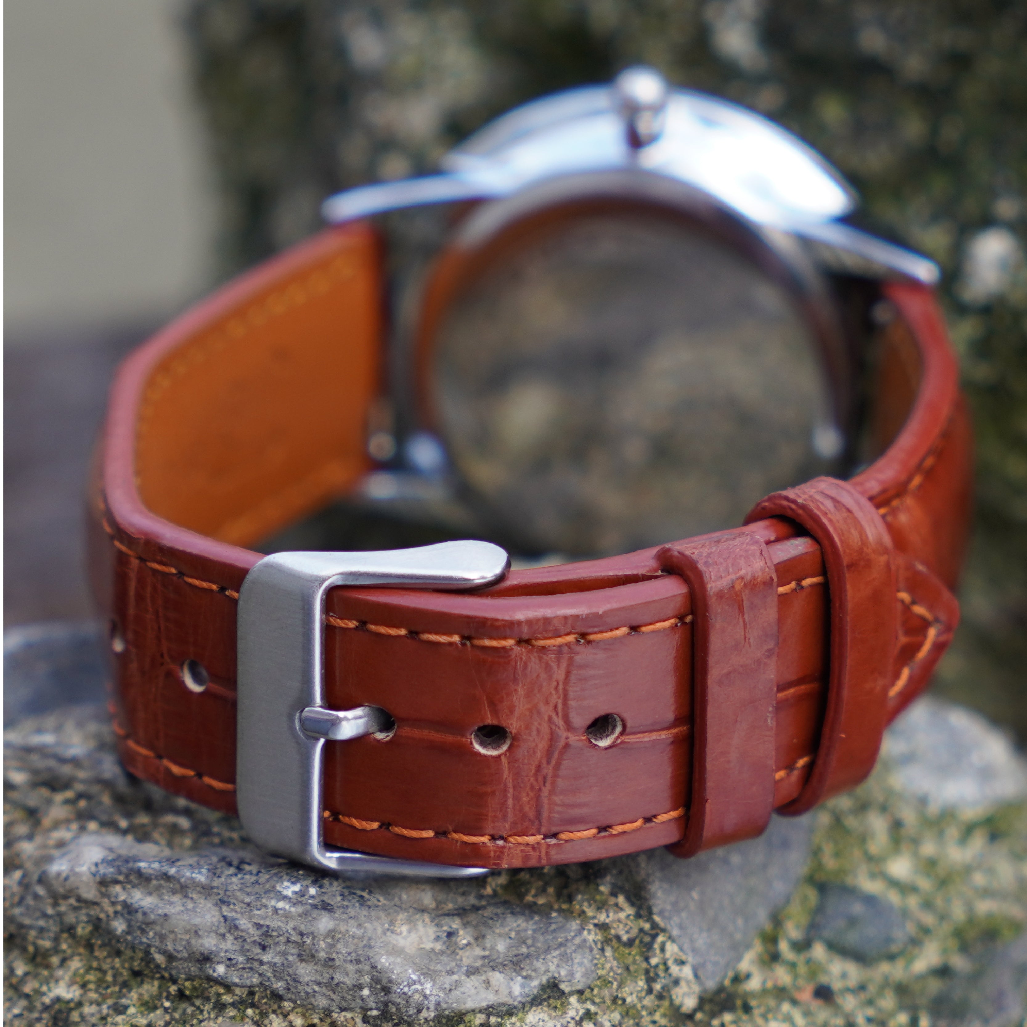 Brown Alligator Leather Watch Strap