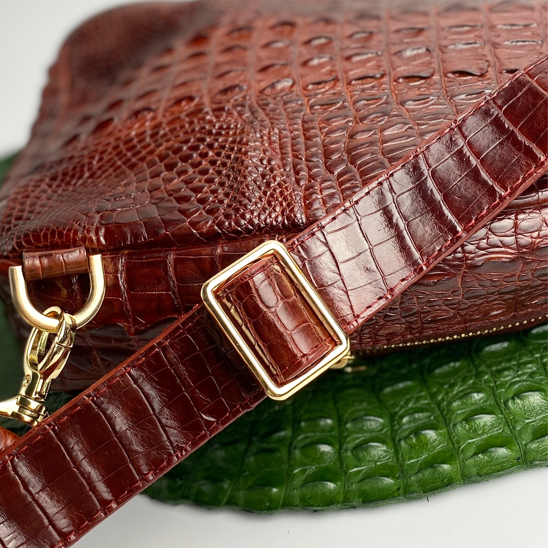 Light Brown Alligator Crossbody Sling Bag | Handmade Men's Crocodile Shoulder Bag | BACKPACK66