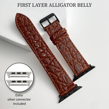 Light Brown Flat Alligator Leather Strap For Apple Watch