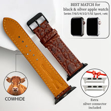Light Brown Flat Alligator Leather Strap For Apple Watch