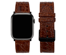 Light Brown Flat Alligator Leather Strap For Apple Watch