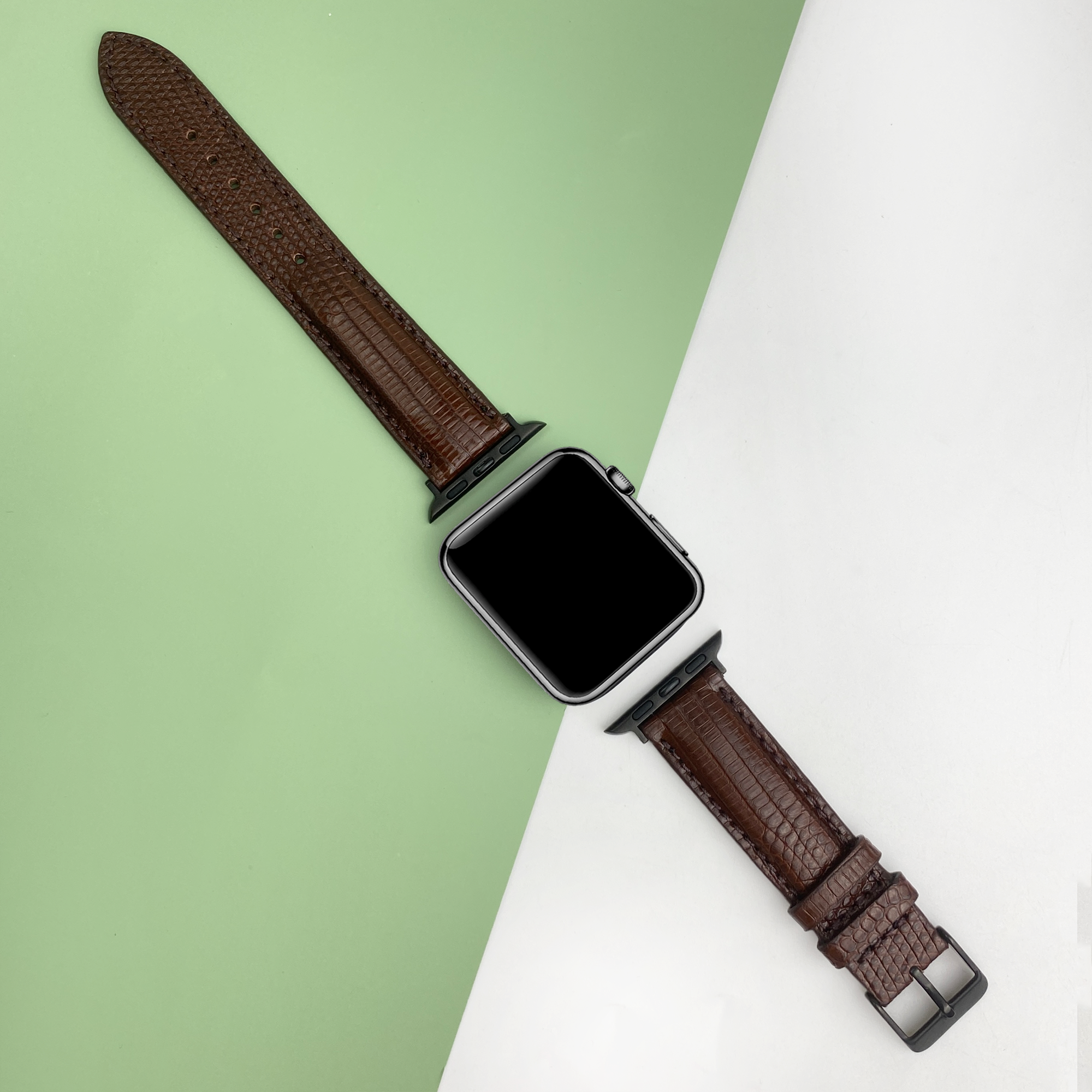 Brown Lizard Leather Strap for Apple Watch