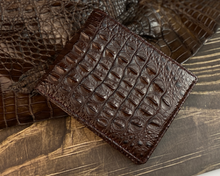 Dark Brown Double Side Alligator Hornback Leather Bifold Wallet