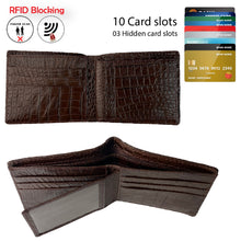 Dark Brown Double Side Alligator Hornback Leather Bifold Wallet