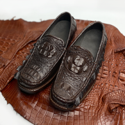 Dark Brown Alligator Hornback Loafer Shoes Men | Crocodile Men Moccasin Leather Shoes | SH101M42