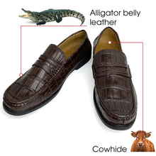 Dark Brown Handcrafted Alligator Classic Penny Loafer | Crocodile Belly Skin Loafer Shoe For Men | SH133P42