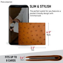 Brown Handmade Double Side Ostrich Leather Bifold Wallet for Men