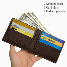 Dark Brown Handmade Double Side Ostrich Leather Bifold Wallet for Men