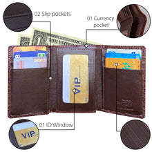 Brown Alligator Leather Trifold Wallet RFID Blocking | TRI33