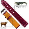 Burgundy Flat Alligator Leather Watch Band Men | No-Padding Crocodile Skin Replacement Watch Strap | DH-27 - Vinacreations