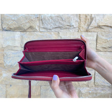 Burgundy Women's Long Purse Wallet Alligator Leather Clutch Large Capacity Luxury Ladies Crocodile Wristlet Organizer RFID Blocking Wallet VINU-18 - Vinacreations