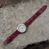 Flat Burgundy Alligator Leather Watch Band