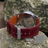 Flat Burgundy Alligator Leather Watch Band