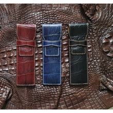 Crocodile Pen Case Alligator Leather Pen Sleeve Holder Pouch for Two Pen Fountain Handmade - Vinacreations