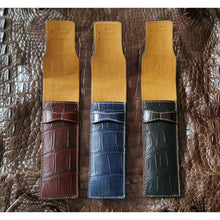 Crocodile Pen Case Alligator Leather Pen Sleeve Holder Pouch for Two Pen Fountain Handmade - Vinacreations