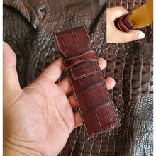 Crocodile Pen Case Alligator Leather Pen Sleeve Holder Pouch for Two Pen Fountain Handmade - Vinacreations