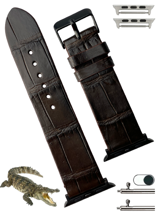 Dark Brown Alligator Leather Strap for Apple Watch