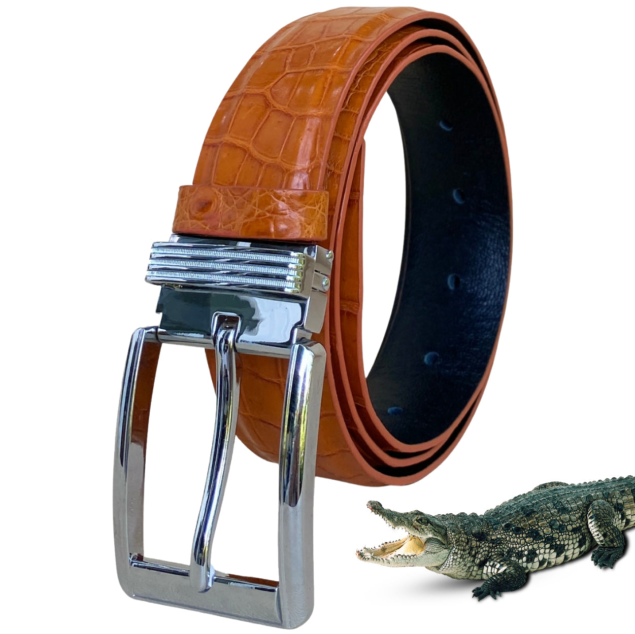 Premium Tan Alligator Belt Men's - Pin Buckle