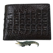 Dark Brown Alligator Horn Back Skin Bifold Wallet For Men | Handmade Crocodile Leather Wallet RFID Blocking | VL5734
