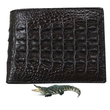 Dark Brown Alligator Horn Back Skin Bifold Wallet For Men | Handmade Crocodile Leather Wallet RFID Blocking | VL5734 - Vinacreations
