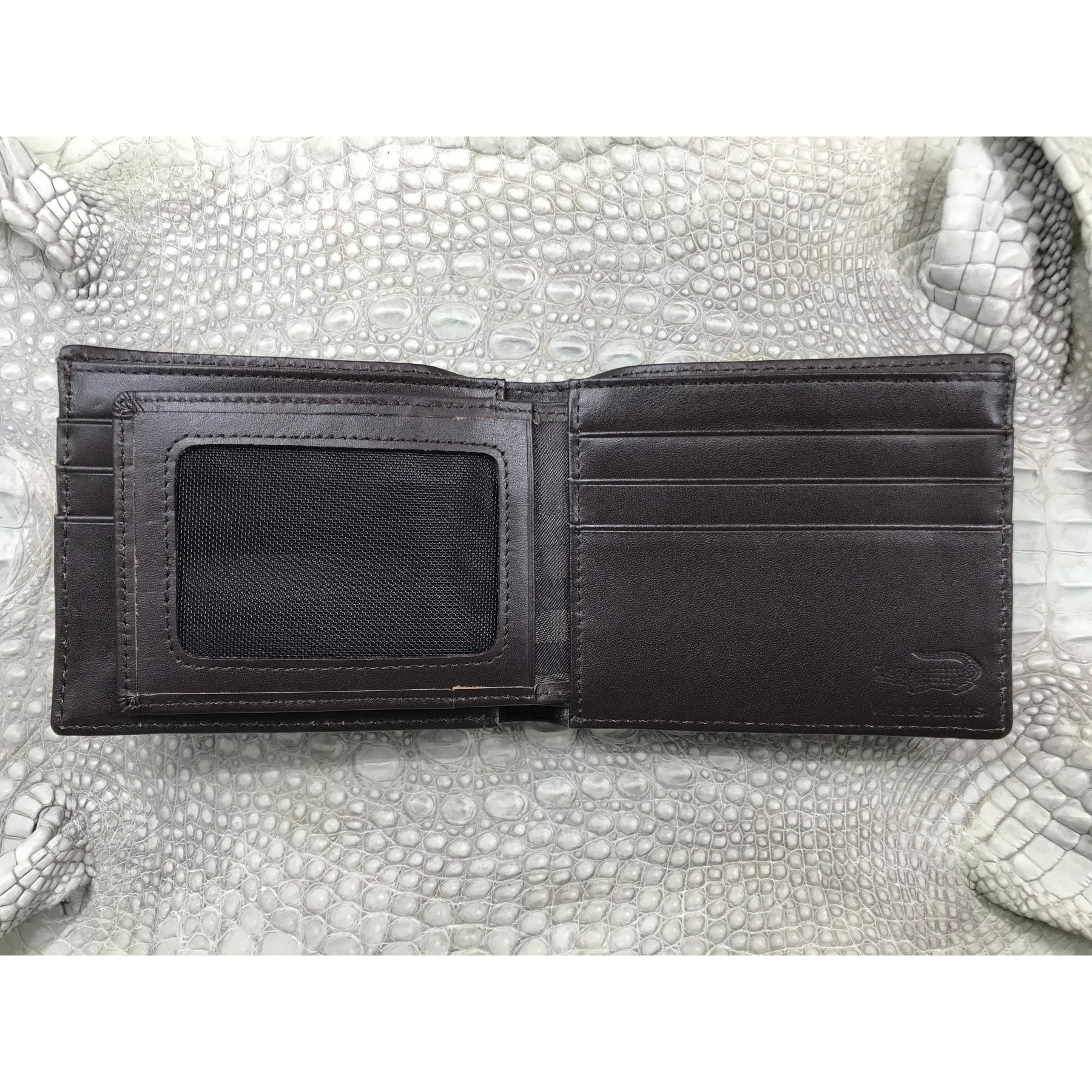 Dark Brown Alligator Horn Back Skin Bifold Wallet For Men | Handmade Crocodile Leather Wallet RFID Blocking | VL5734 - Vinacreations