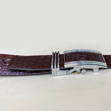 Dark Brown Alligator Hornback Leather Belt For Men - Automatic Buckle | BEHO33 - Vinacreations