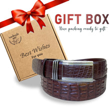 Dark Brown Alligator Hornback Leather Belt For Men - Automatic Buckle | BEHO33 - Vinacreations
