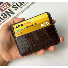 Dark Brown Alligator Leather Credit Card Holder | RFID Blocking | BROWN-CARD-12 - Vinacreations