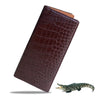 Dark Brown Alligator Leather Long Wallet For Men | Luxury Crocodile Purse with Smart Phone Pocket RFID Blocking | LON36 - Vinacreations