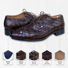 Dark Brown Alligator Leather Oxford Shoes For Men |Formal Wedding Shoes For Men | SH03A42 - Vinacreations