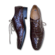 Dark Brown Alligator Leather Oxford Shoes For Men |Formal Wedding Shoes For Men | SH03A42 - Vinacreations